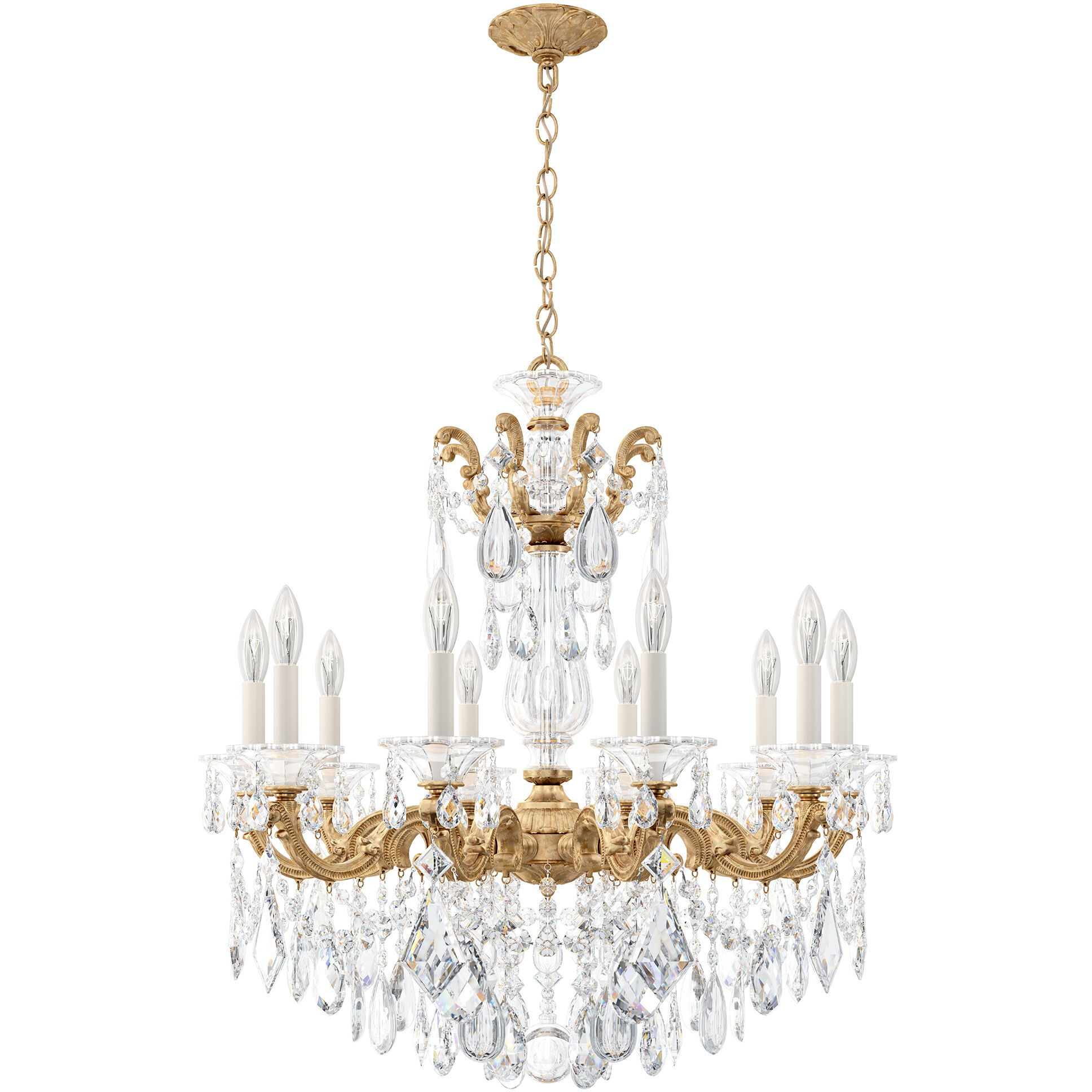 La Scala 10 Light French Gold Chandelier Ceiling Light in Radiance