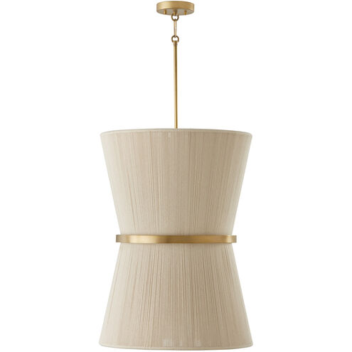 Cecilia 6 Light 20 inch Bleached Natural Rope and Patinaed Brass Foyer Light Ceiling Light