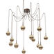 Cabochon LED 14.1 inch Burnished Bronze with Travertine Stone Swag Multi-Pendant Ceiling Light in 3000K LED