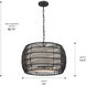 Everly 4 Light 19 inch Matte Black Pendant Ceiling Light in Modern Black Rattan