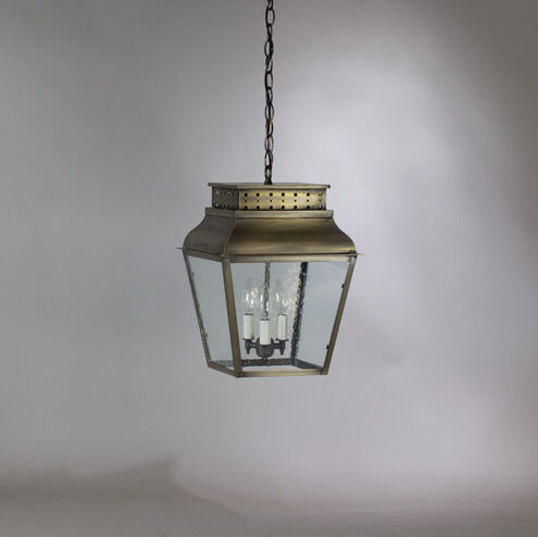 Andrews 1 Light 12 inch Antique Brass Hanging Lantern Ceiling Light in Clear Seedy Glass, Medium