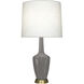 Emma 30 inch 150.00 watt Smokey Taupe Glazed Ceramic with Warm Brass Accent Lamp Portable Light in Smoky Taupe