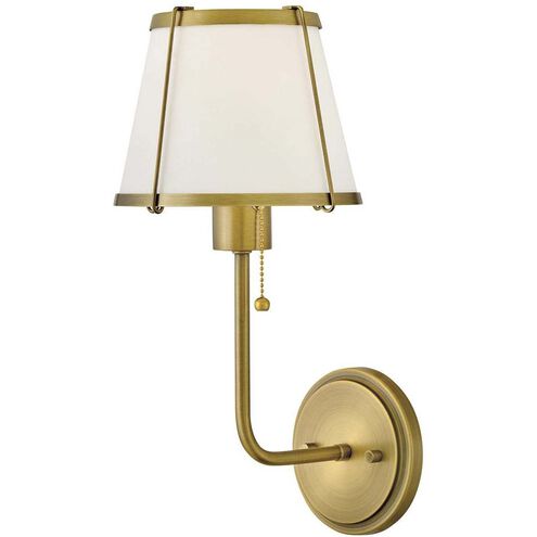Clarke 1 Light 7.25 inch Lacquered Dark Brass Sconce Wall Light in Lacquered Dark Brass with Off White