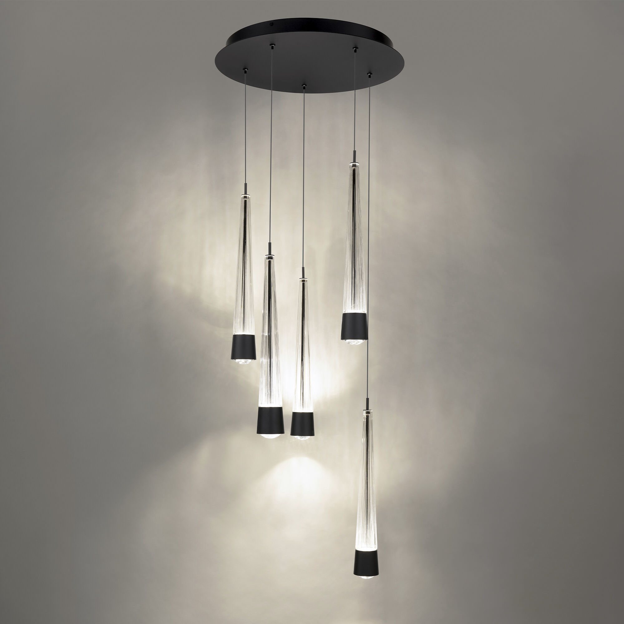 Quill LED 17 inch Black Multi-Light Pendant Ceiling Light, dweLED