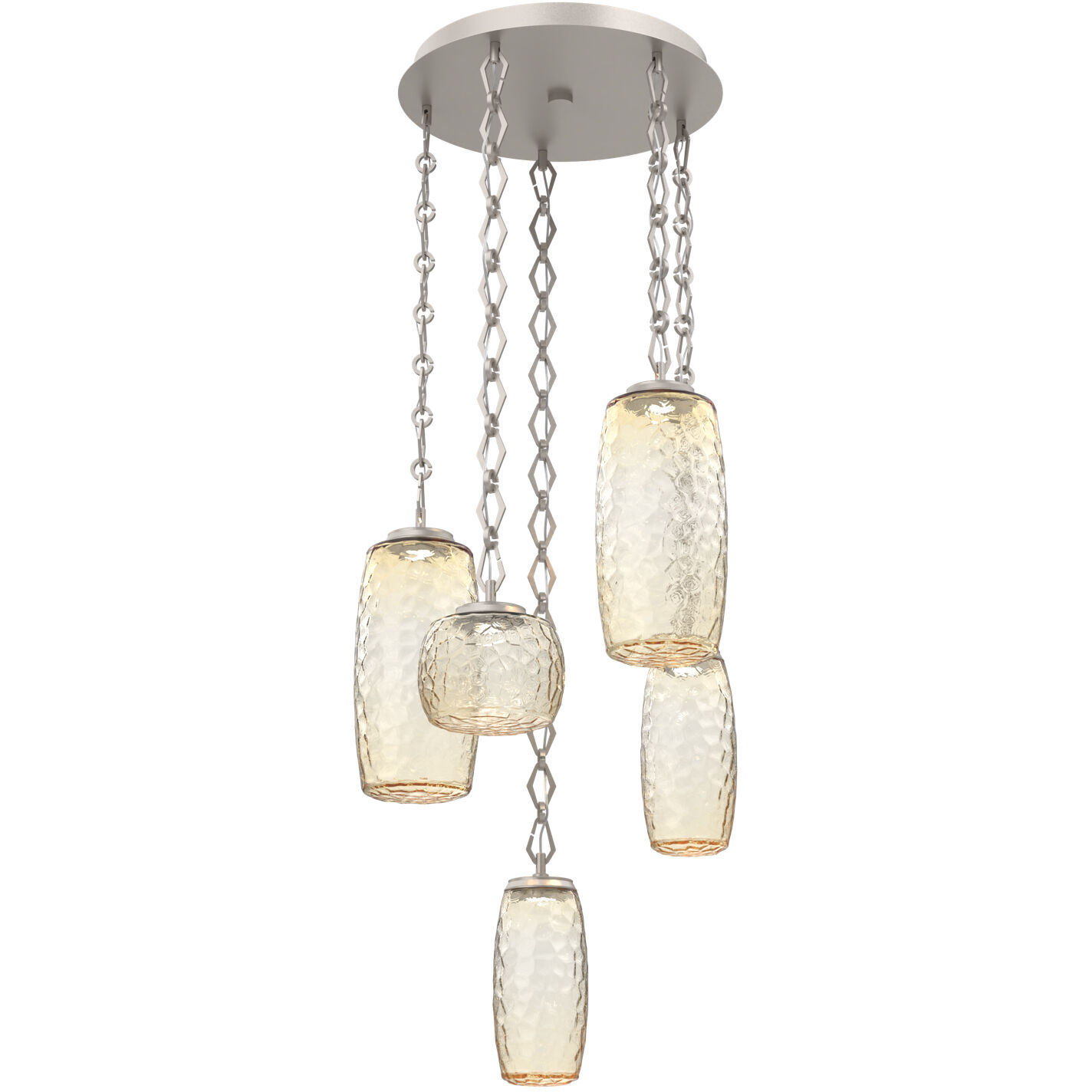 Vessel LED 20.9 inch Beige Silver Multi-Pendant Ceiling Light in 3000K LED, Amber, Diamond Chain