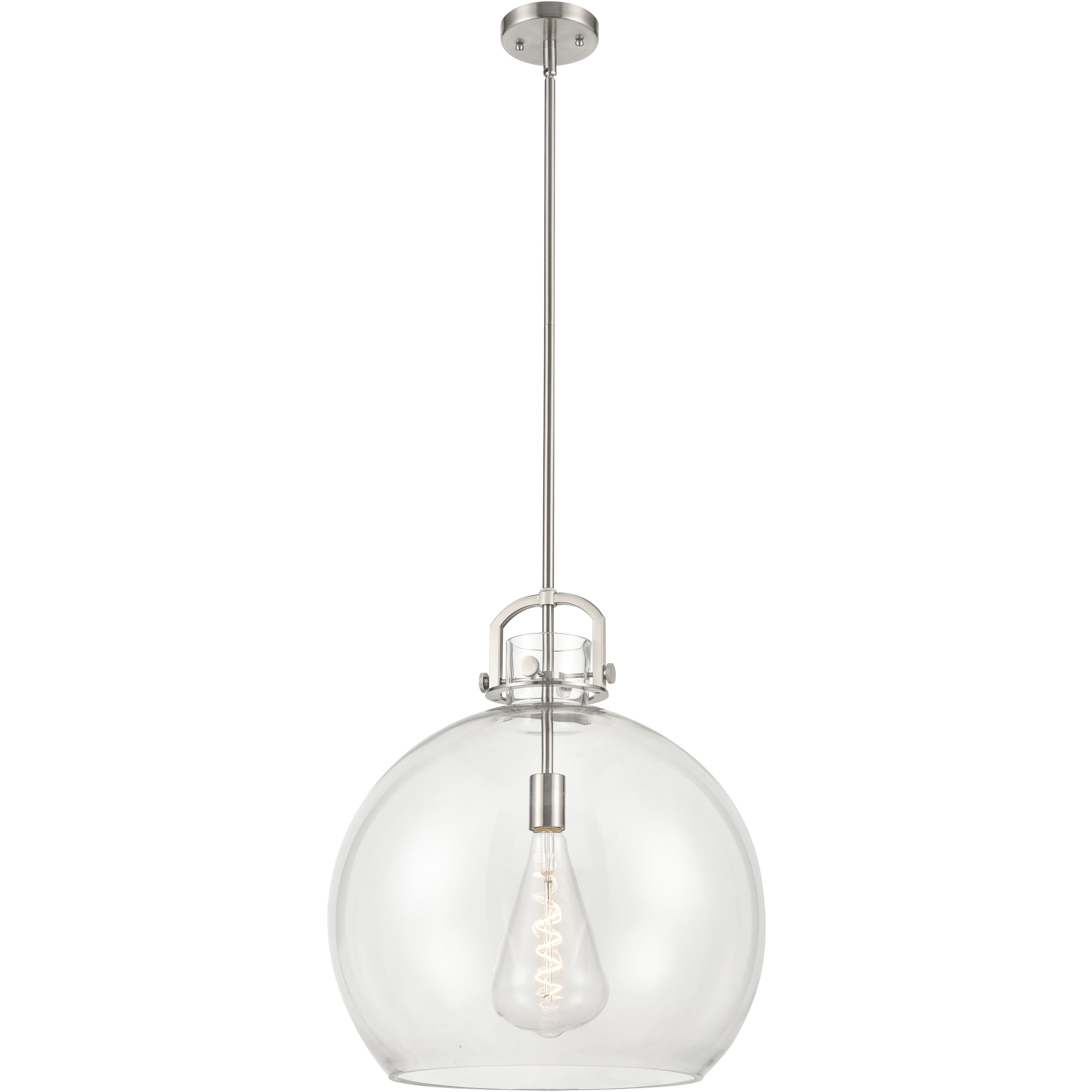 Newton Sphere 1 Light 18 inch Satin Nickel Pendant Ceiling Light in Clear Glass