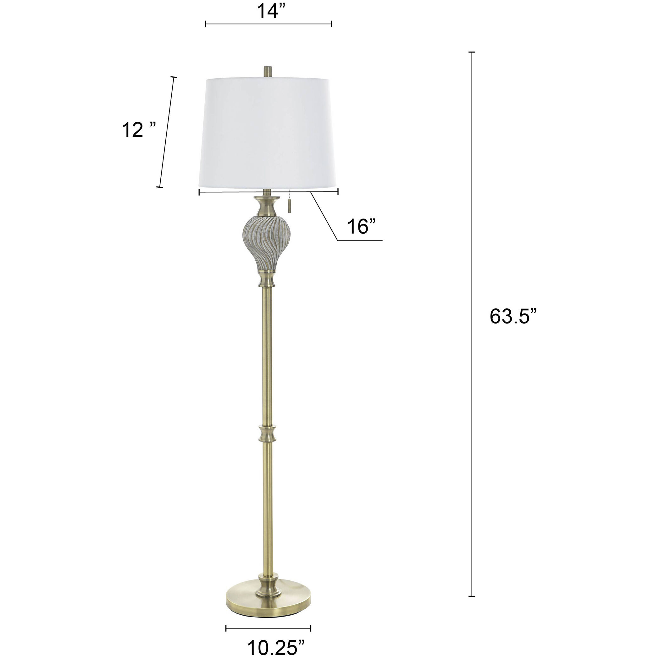 Rowan 63 inch 100 watt Ash and Gold and White Floor Lamp Portable Light