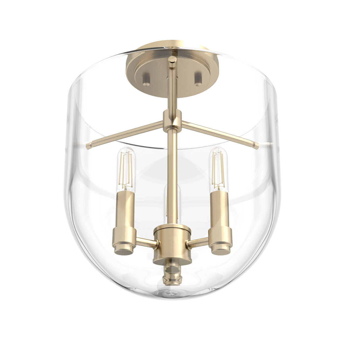 Sacha 3 Light 11 inch Alturas Gold Semi-Flush Mount Ceiling Light