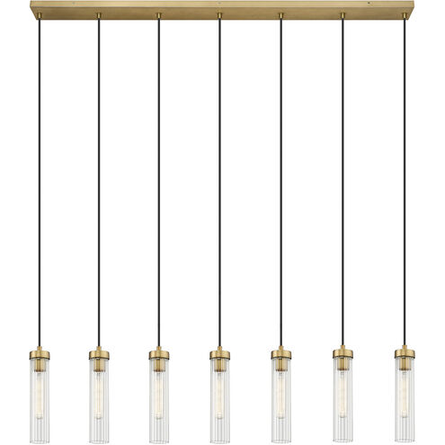 Beau 7 Light 54 inch Rubbed Brass Linear Chandelier Ceiling Light