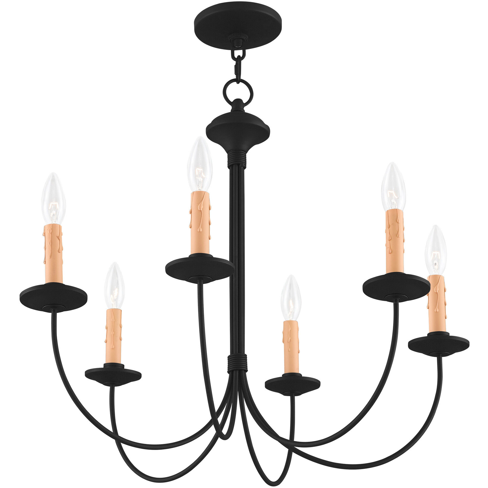 Heritage 6 Light 26 inch Black Chandelier Ceiling Light