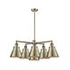 Franklin Restoration Railroad 6 Light 34 inch Antique Brass Chandelier Ceiling Light in Incandescent, Franklin Restoration