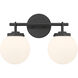Ortesa 2 Light 15 inch Dark Matte Black Vanity Wall Light