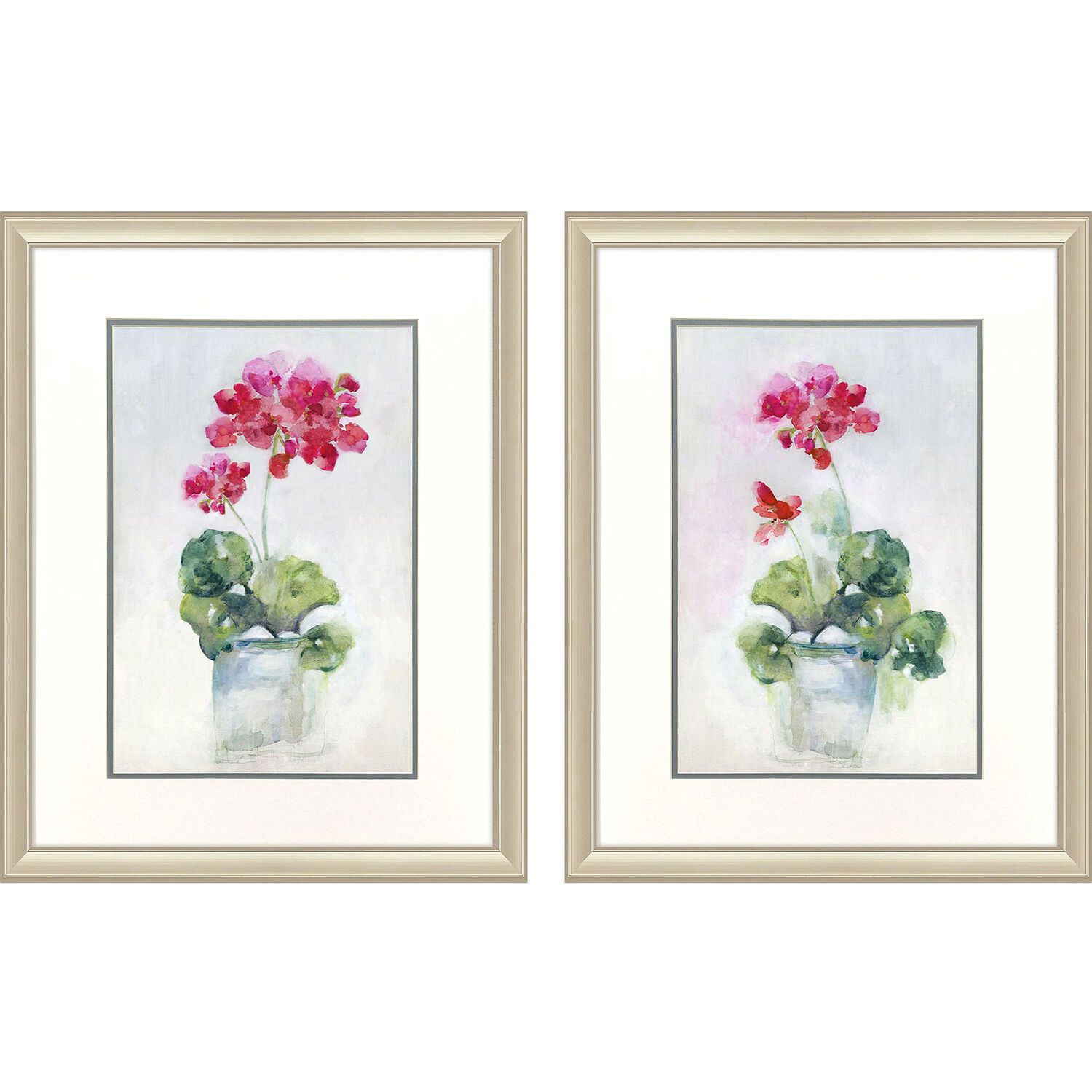 Soft Geranium Red and Multi and Green and Gray Framed Art, Propac