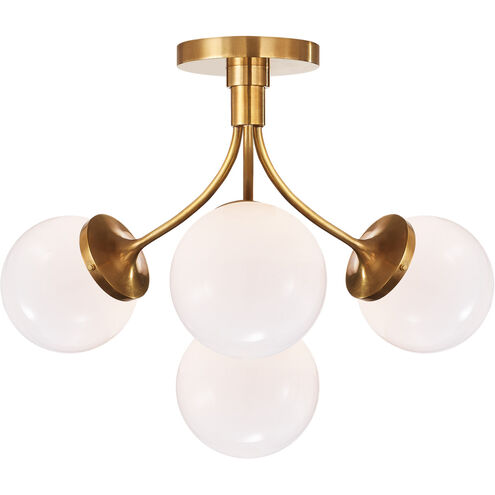 kate spade new york Prescott 4 Light 18 inch Soft Brass Semi-Flush Mount Ceiling Light in White Glass, Medium