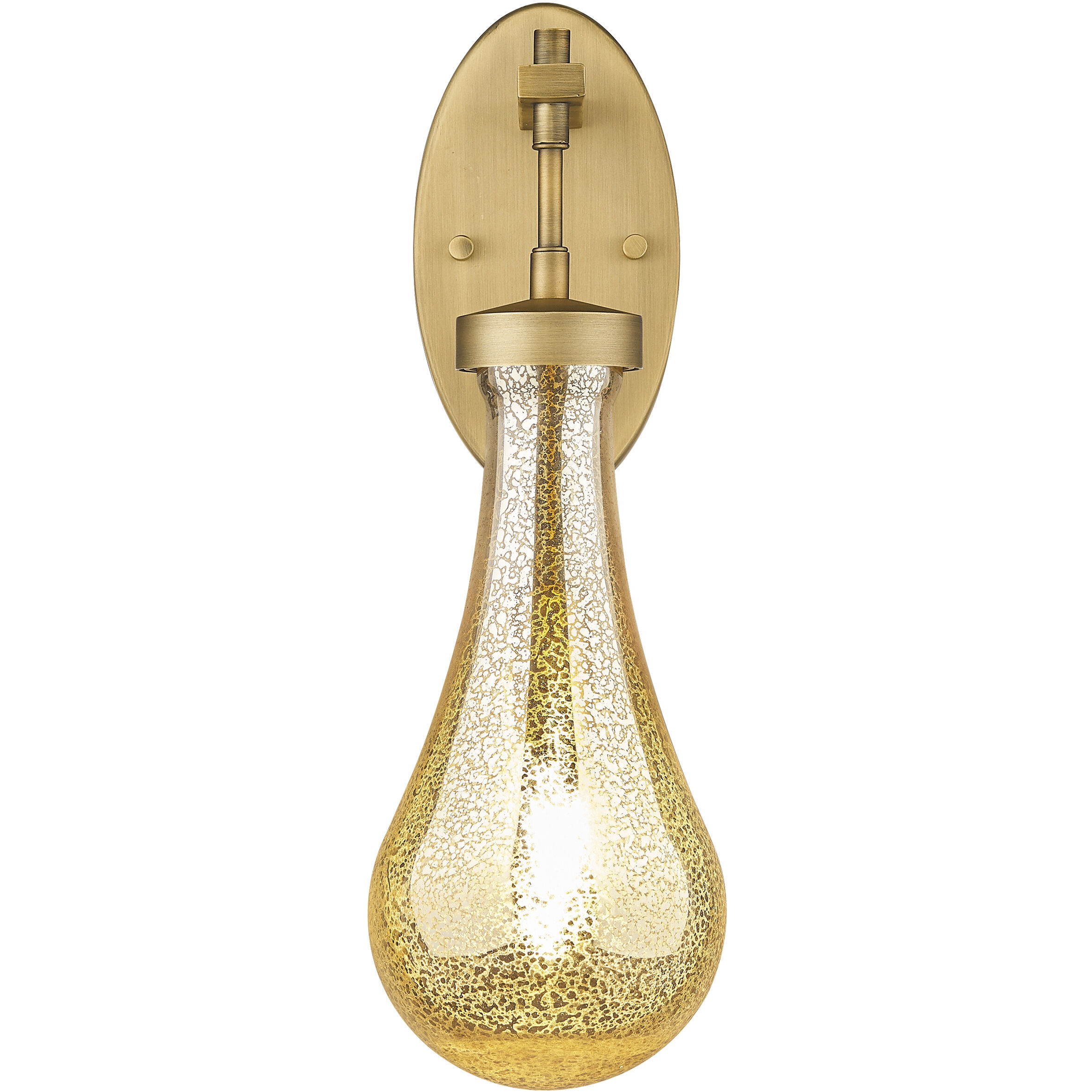 Downtown Urban Owego Armed Sconce Wall Light in Brushed Brass, Mercury