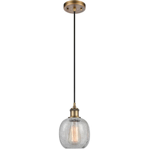 Ballston Belfast 1 Light 6 inch Brushed Brass Mini Pendant Ceiling Light in Clear Crackle Glass, Ballston