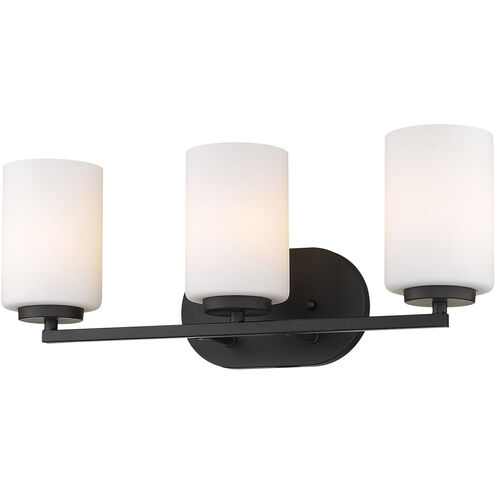 Manhattan 3 Light 20 inch Matte Black Bath Vanity Wall Light