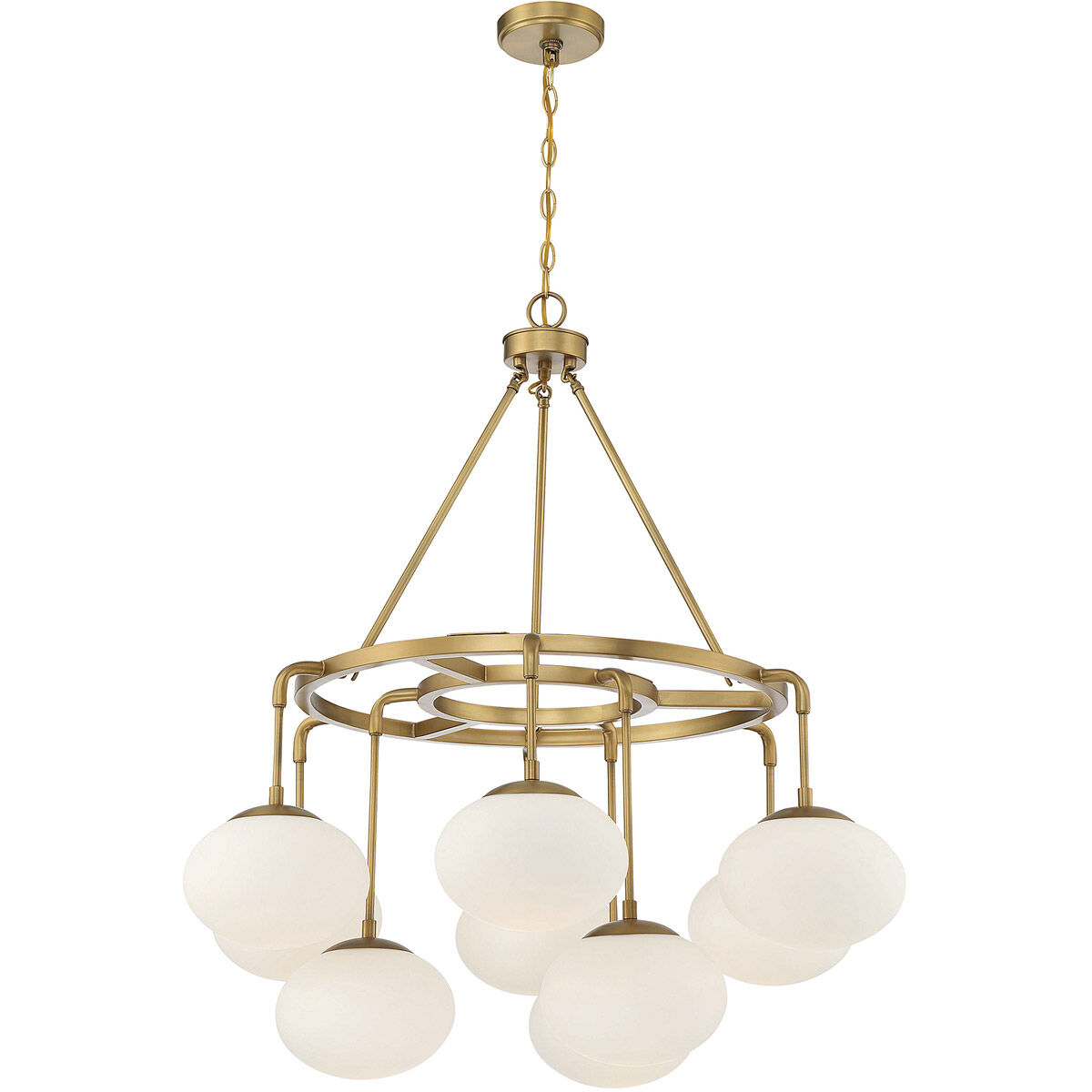 Modern 9 Light 34 inch Natural Brass Chandelier Ceiling Light