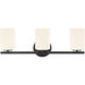 Ezra 3 Light 22.13 inch Black Bath Vanity Light Wall Light in Opal Glass Shade, Matte Opal Glass