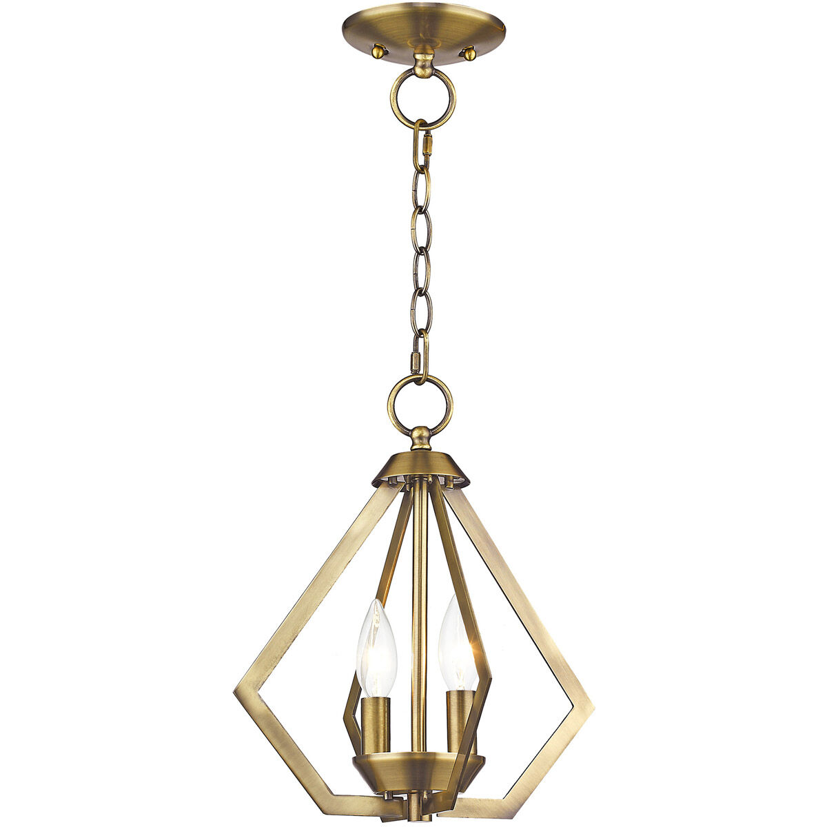 Prism 2 Light 11.25 inch Antique Brass Convertible Mini Chandelier/Ceiling Mount Ceiling Light