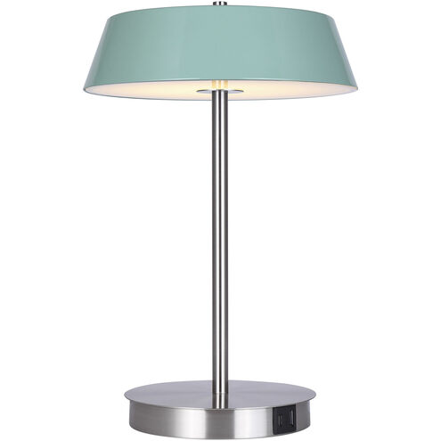 Jessa 14 inch 16.00 watt Brushed Nickel Table Lamp Portable Light in Teal Metal
