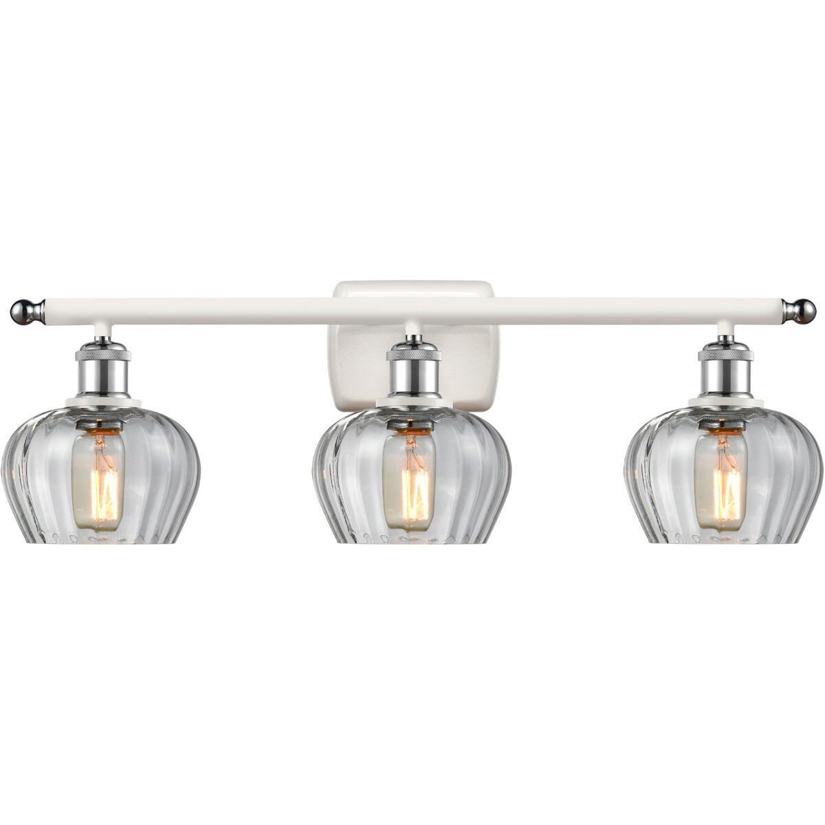 Ballston Fenton 3 Light 26 inch White and Polished Chrome Bath Vanity Light Wall Light in Clear Glass, Ballston