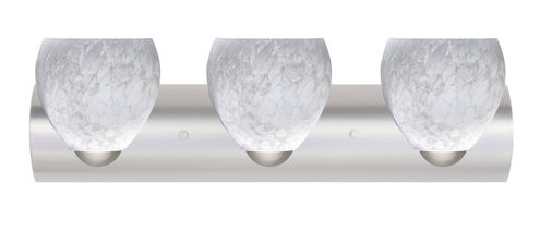 Bolla 3 Light 22 inch Satin Nickel Vanity Lighting Wall Light in Incandescent, Carrera Glass