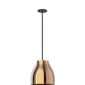 Trinity LED 11 inch Black/Copper Pendant Ceiling Light in Copper Glass