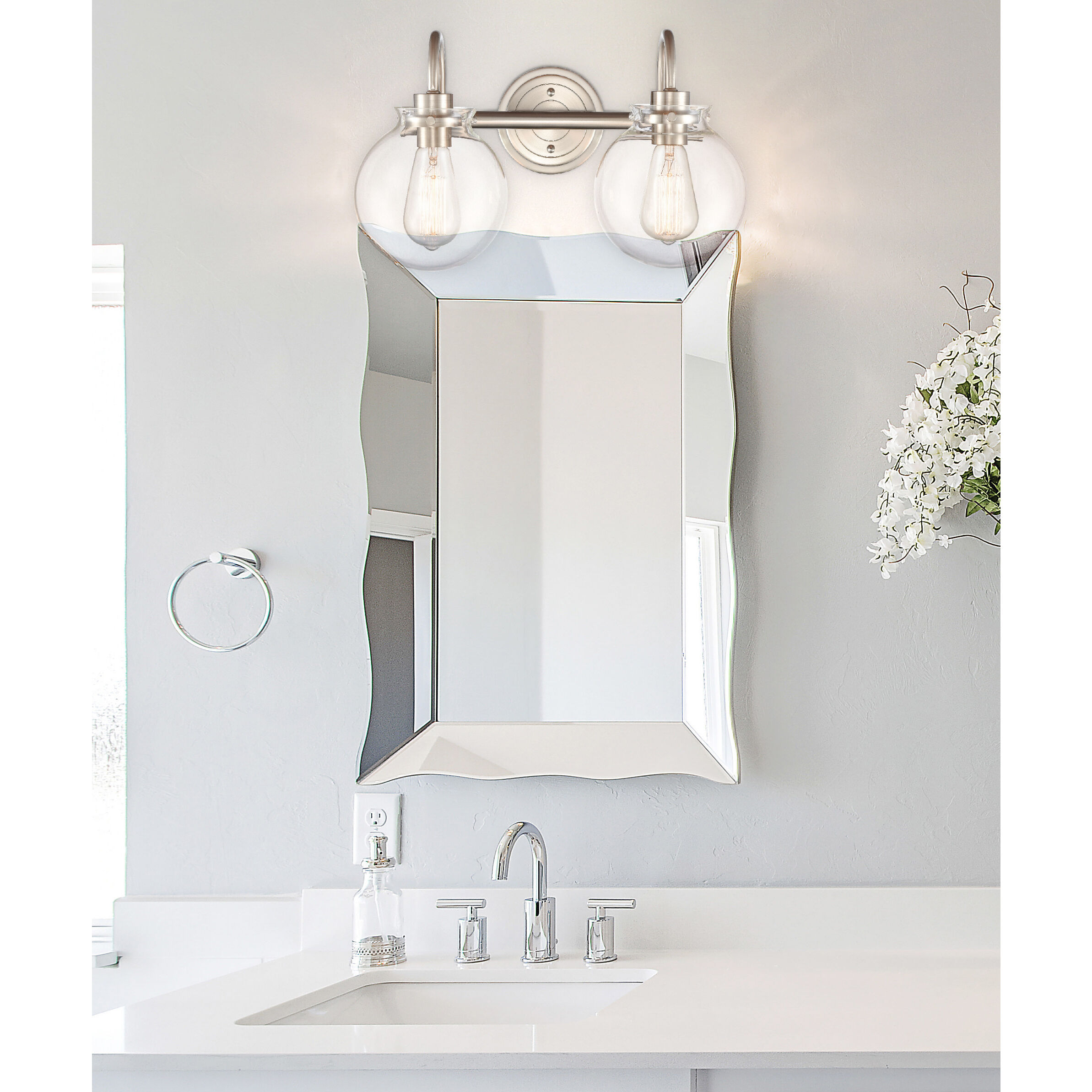 Olivia 2 Light 17 inch Satin Nickel Bath Vanity Light Wall Light