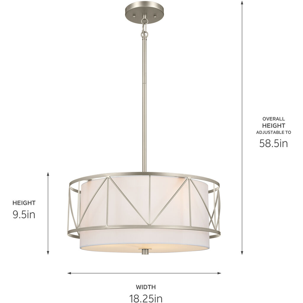 Birkleigh 3 Light 18 inch Satin Nickel Flush Mount Ceiling Light