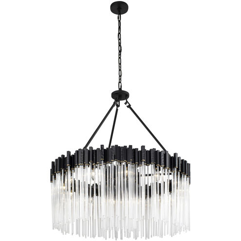 Matrix 12 Light 40 inch Matte Black and French Gold Pendant Ceiling Light