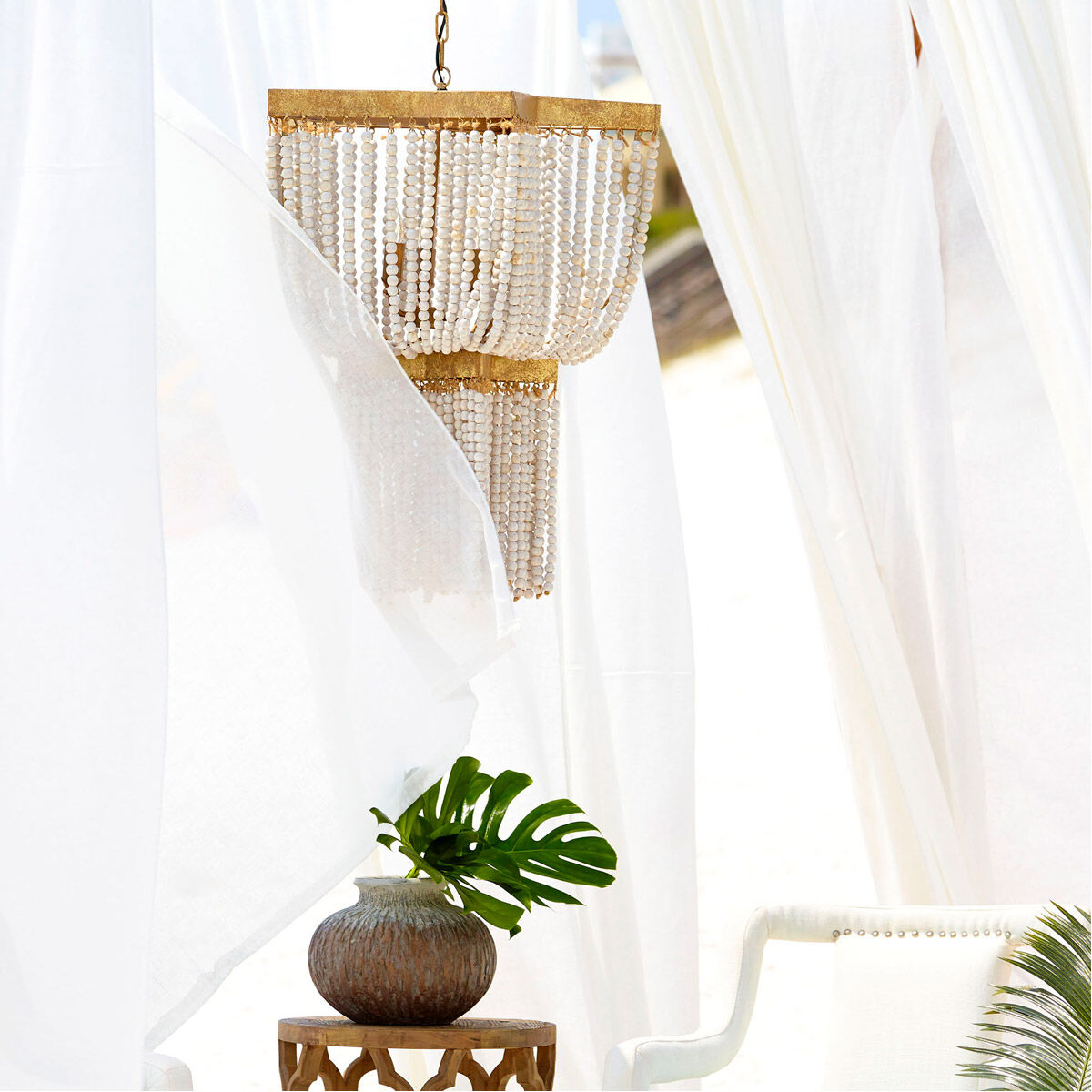 Estrella 3 Light 25 inch Tinted Gold Leaf Pendant Ceiling Light, Small