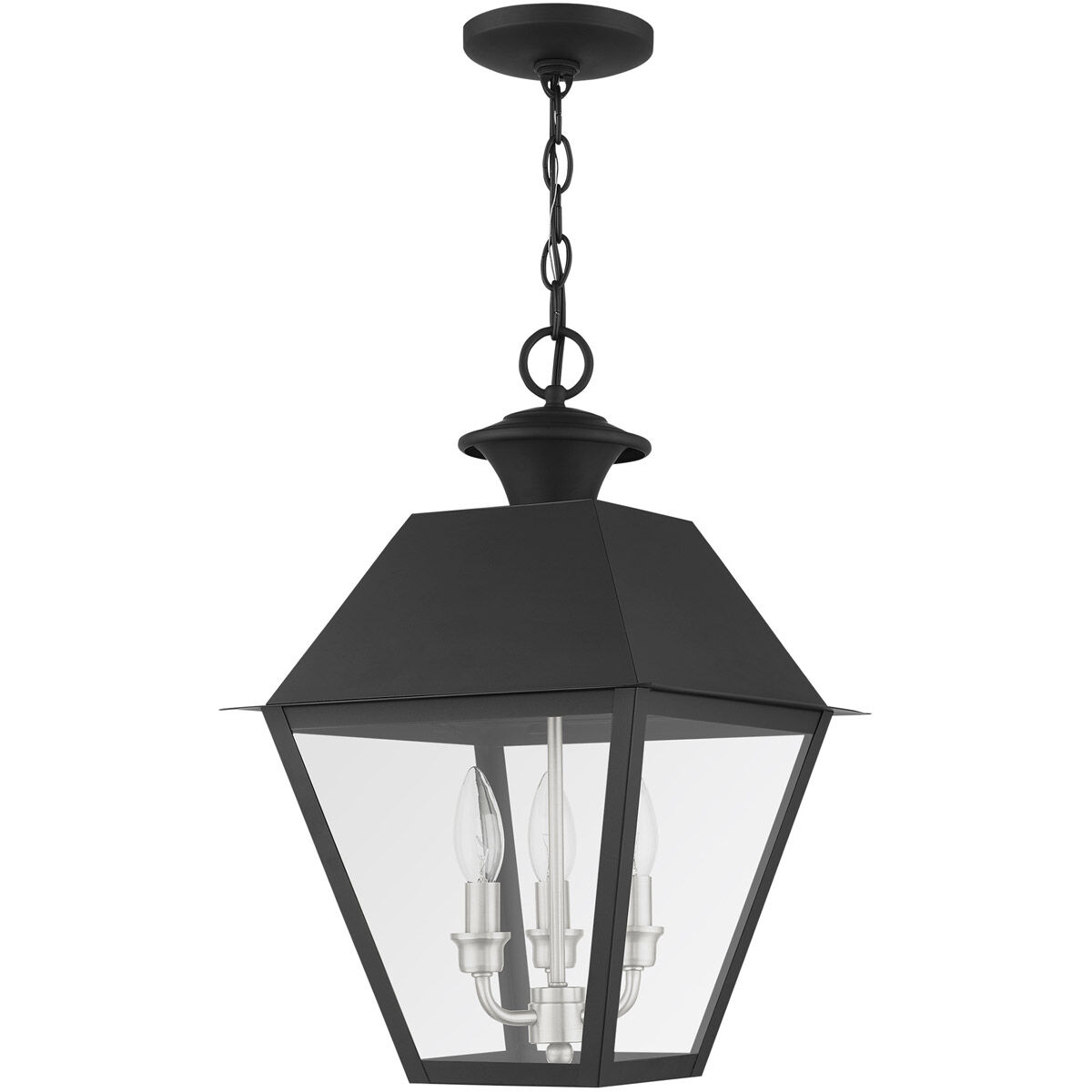 Mansfield 3 Light 12 inch Black Outdoor Pendant Lantern