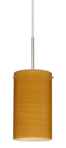 Stilo 1 Light Satin Nickel Pendant Ceiling Light in Oak Glass, Halogen
