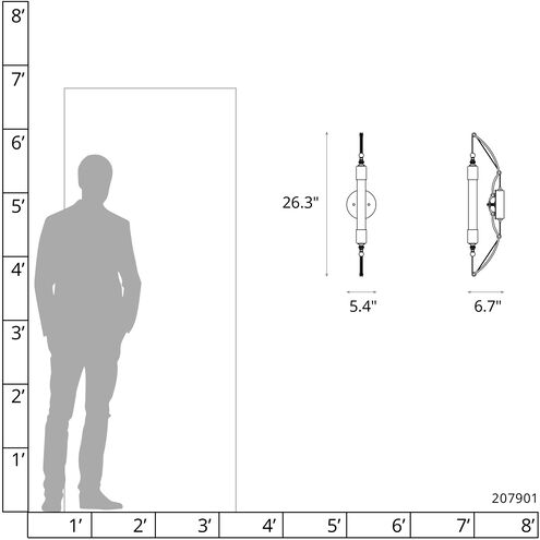 Otto LED 5.4 inch Black with Brass Accents Sconce Wall Light