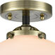 Nouveau X-Large Beacon 1 Light 10 inch Black Antique Brass Semi-Flush Mount Ceiling Light in Matte White Glass, Nouveau