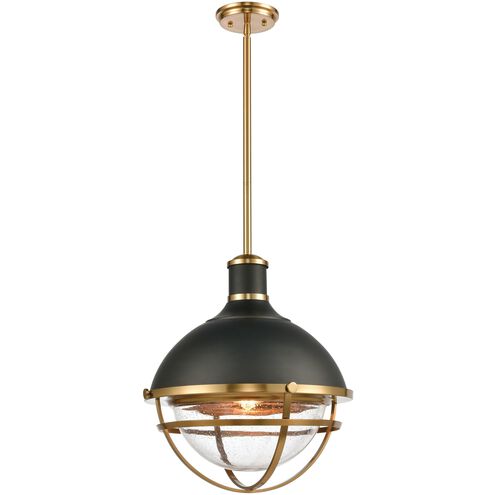 Jenna 1 Light 16 inch Matte Black with Satin Brass Pendant Ceiling Light