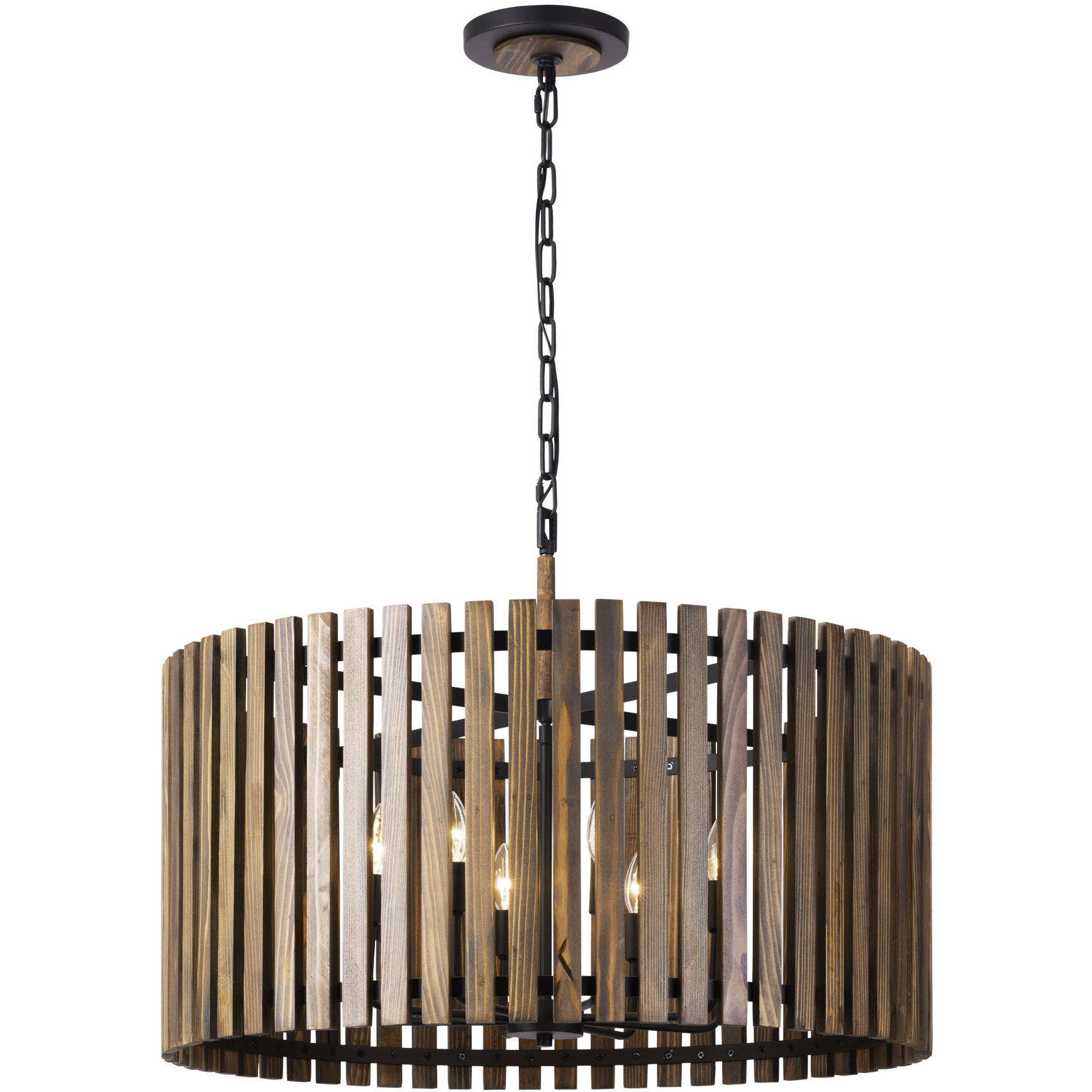 Suratto 8 Light 30 inch Matte Black and Medium Walnut Pendant Ceiling Light in Matte Black/Medium Walnut