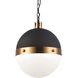 Torino 3 Light 14 inch Aged Gold Brass Pendant Ceiling Light in Aged Gold Brass and Opal Glass