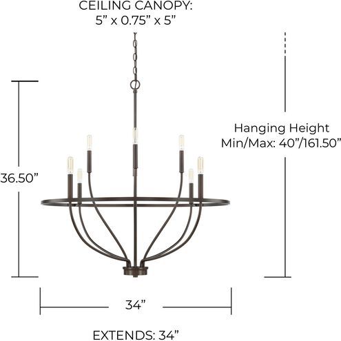 Greyson 8 Light 34 inch Matte Black Chandelier Ceiling Light