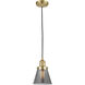 Franklin Restoration Cone LED 6 inch Satin Gold Mini Pendant Ceiling Light in Plated Smoke, Franklin Restoration