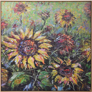 Sunflowers Yellow-Green-Orange-and Blue Multi-Color Wall Art