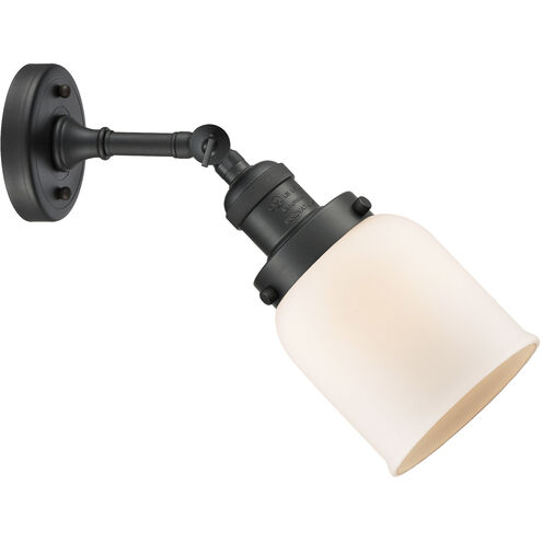Franklin Restoration Small Bell 1 Light 5 inch Matte Black Sconce Wall Light in Matte White Glass, Franklin Restoration