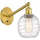 Ballston Belfast LED 6 inch Satin Gold Sconce Wall Light in Deco Swirl Glass