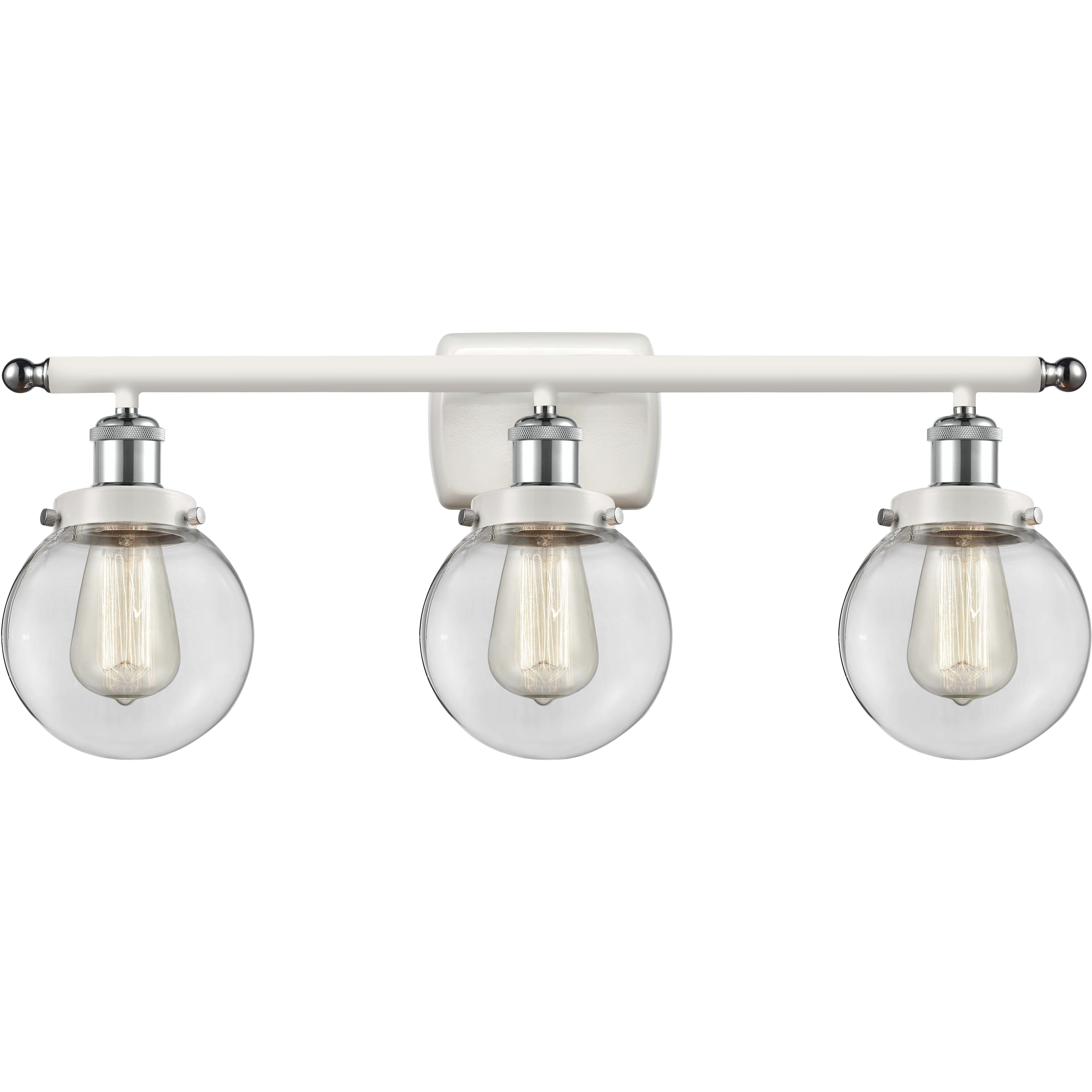 Ballston Beacon 3 Light 26 inch White and Polished Chrome Bath Vanity Light Wall Light in Clear Glass