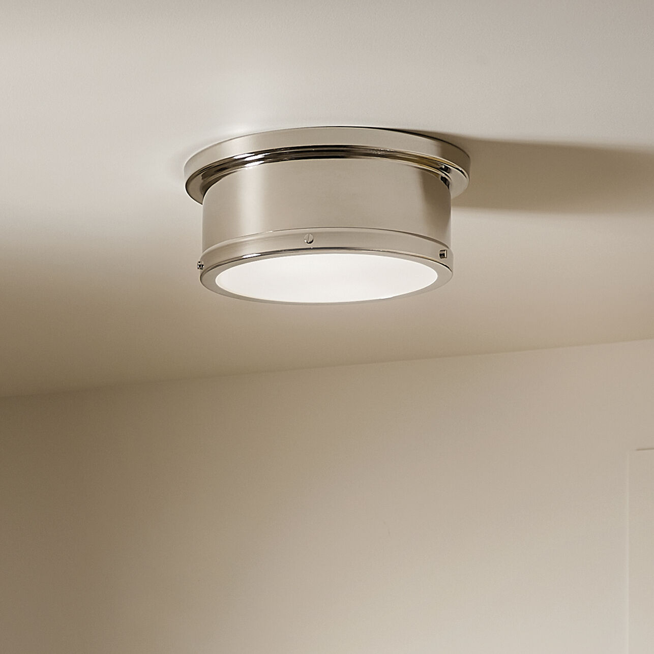 Serca 2 Light 14.25 inch Polished Nickel Flush Mount Ceiling Light