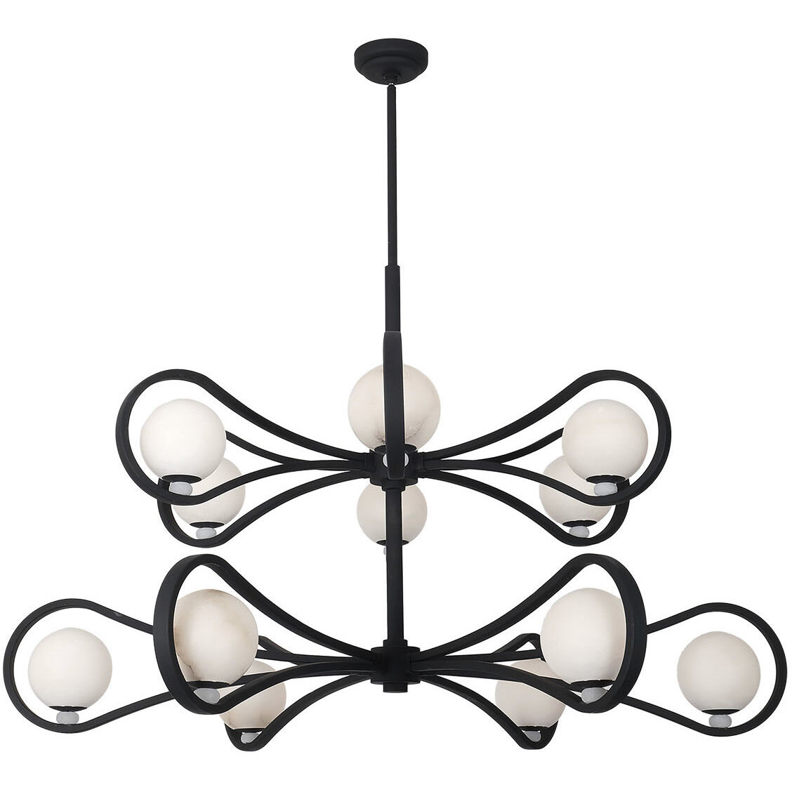 Elliptical 12 Light 48 inch Matte Black Pendant Ceiling Light