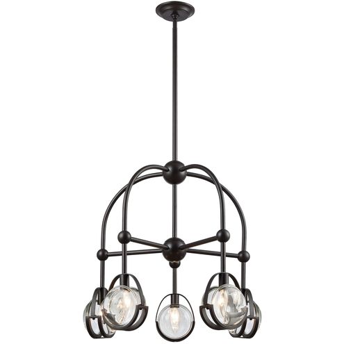 Focal Point 5 Light 25 inch Oil Rubbed Bronze with Clear Chandelier Ceiling Light