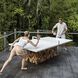 Stonewood 108 X 30 inch White and Teak Wood Indoor Outdoor Ping-Pong Dining Table