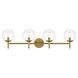 Auresa 4 Light 35 inch Soft Brass Bath Light Wall Light